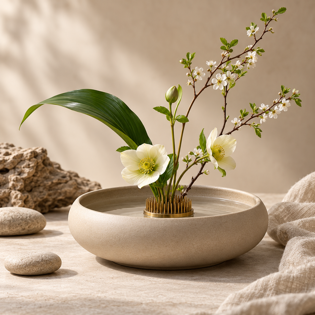 Serenity Ikebana Bowl & Pin Holder Set — product image 1