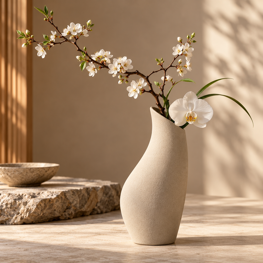 Sculpted Asymmetrical Ceramic Flower Vase — product image 1