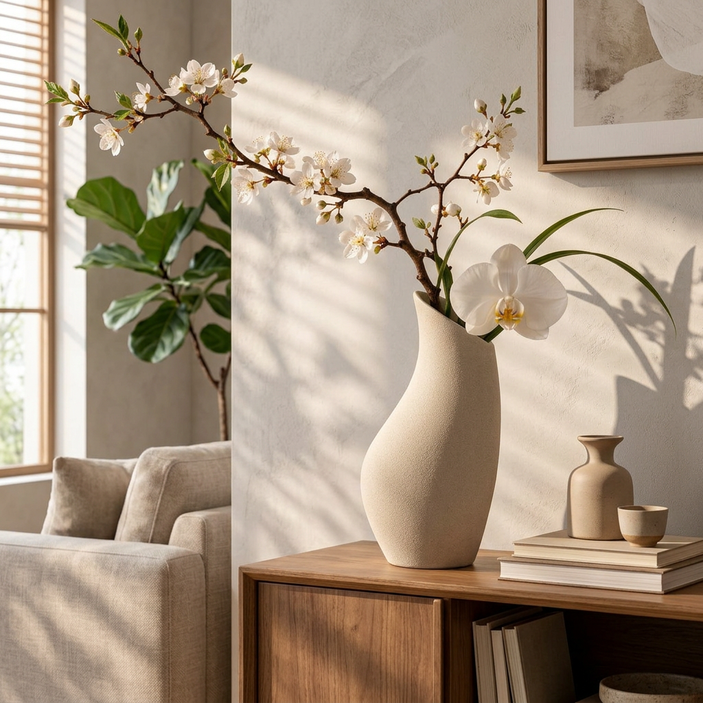 Sculpted Asymmetrical Ceramic Flower Vase — product image 2