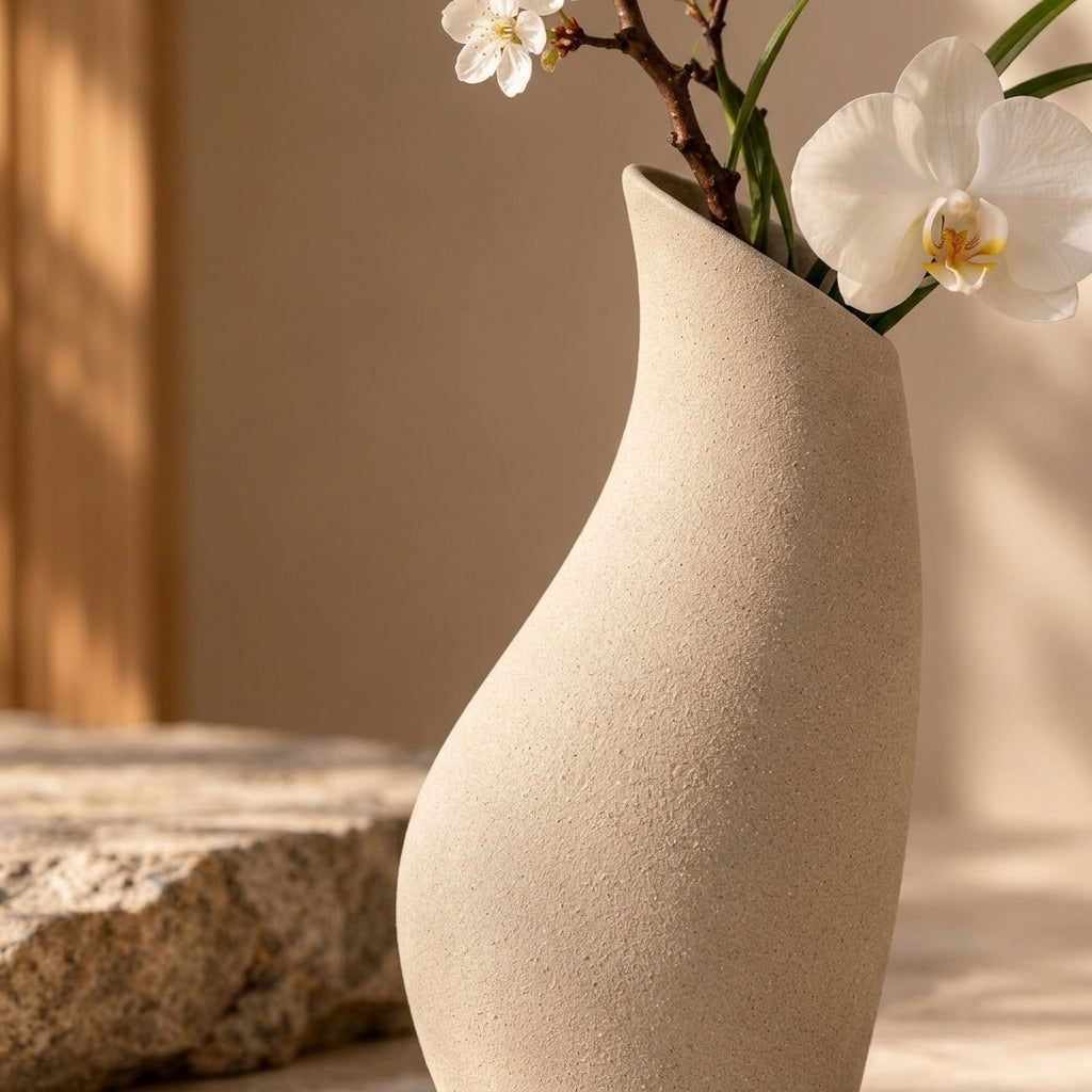 Sculpted Asymmetrical Ceramic Flower Vase — product image 3