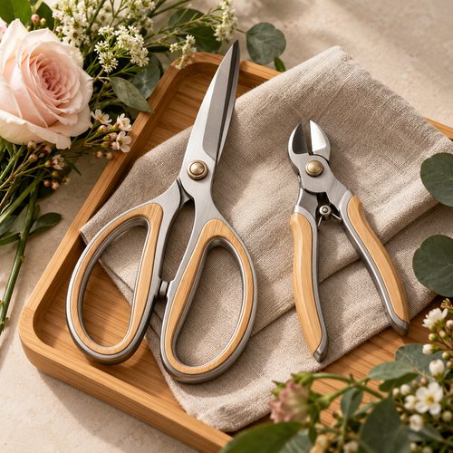 Bamboo-Accent Floral Scissors & Cutter Duo — product image 1