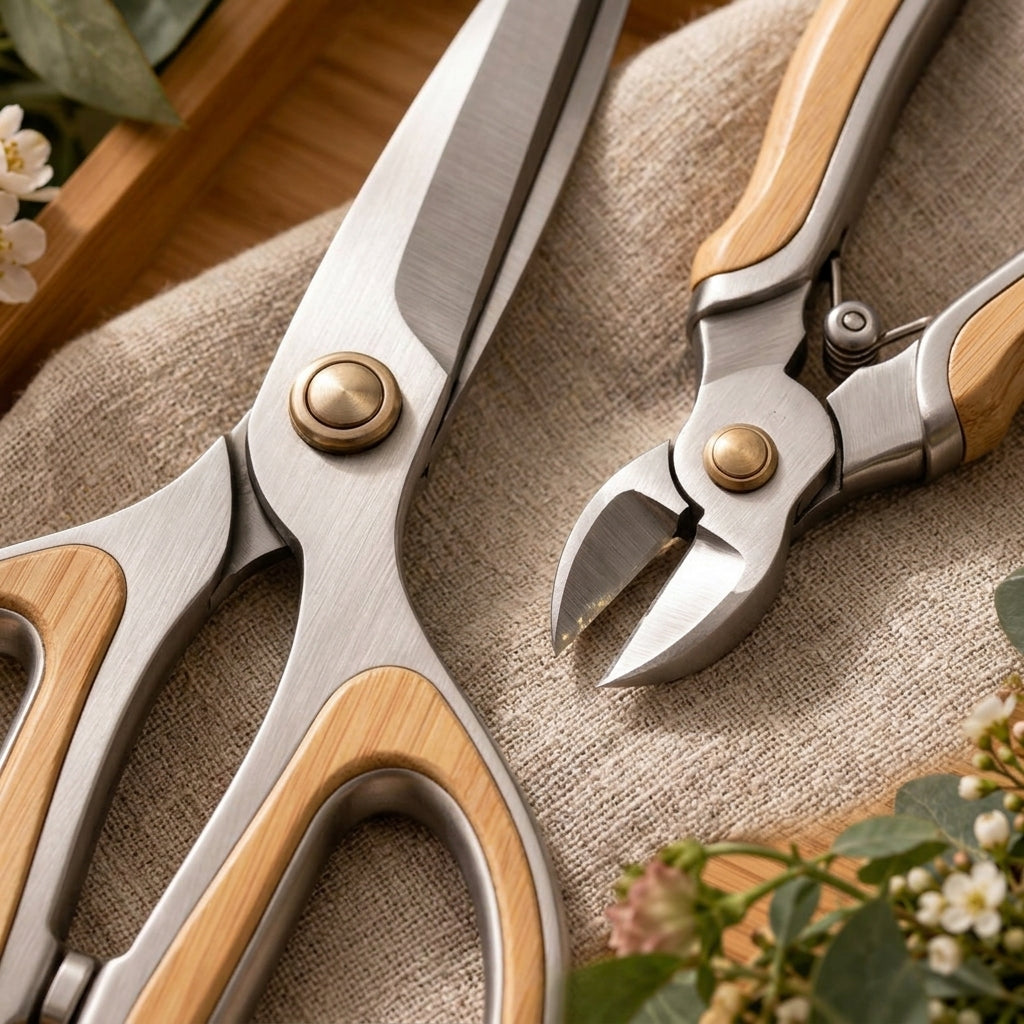 Bamboo-Accent Floral Scissors & Cutter Duo — product image 3