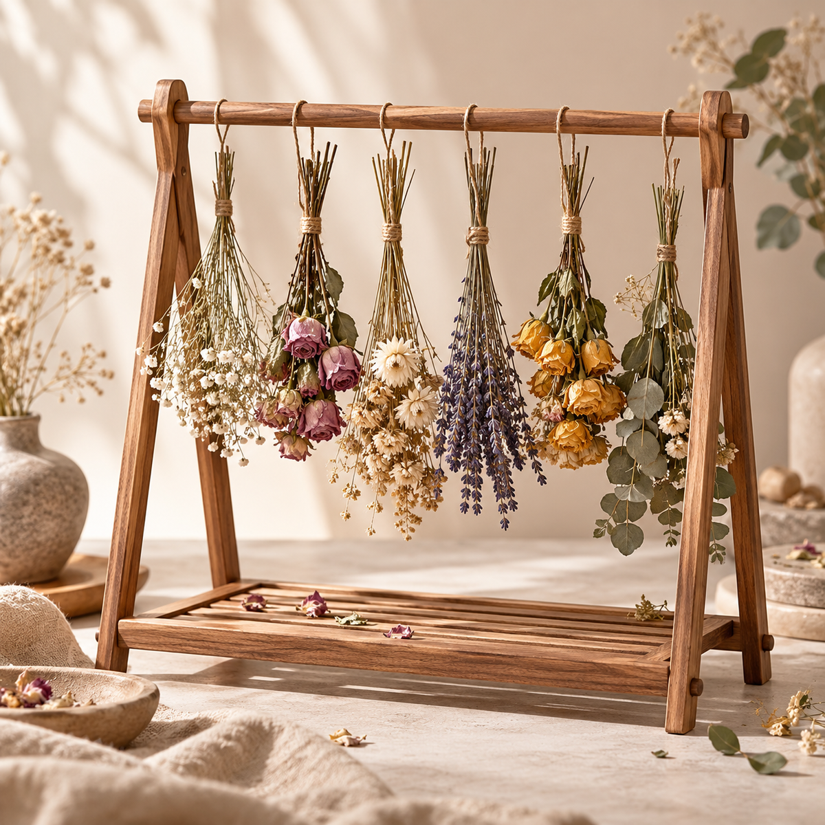 Wooden Botanical Flower Drying Rack — product image 1